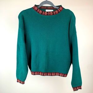 Green Dry Goods Cotton Mock Neck Sweater